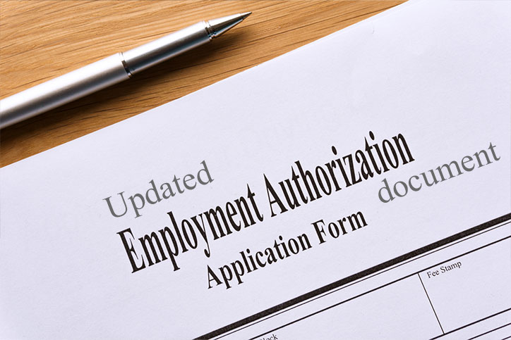 Updated Employment Authorization document application