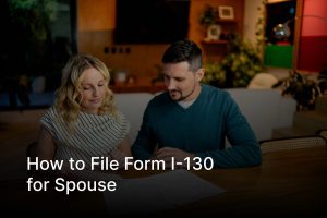 Married couple filling out Form I-130 spouse petition paperwork together