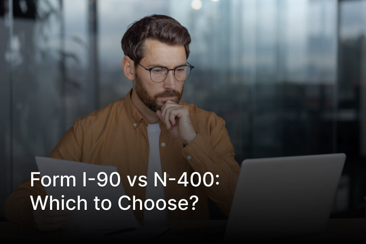 Comparison of green card renewal Form I-90 and citizenship Form N-400 documents